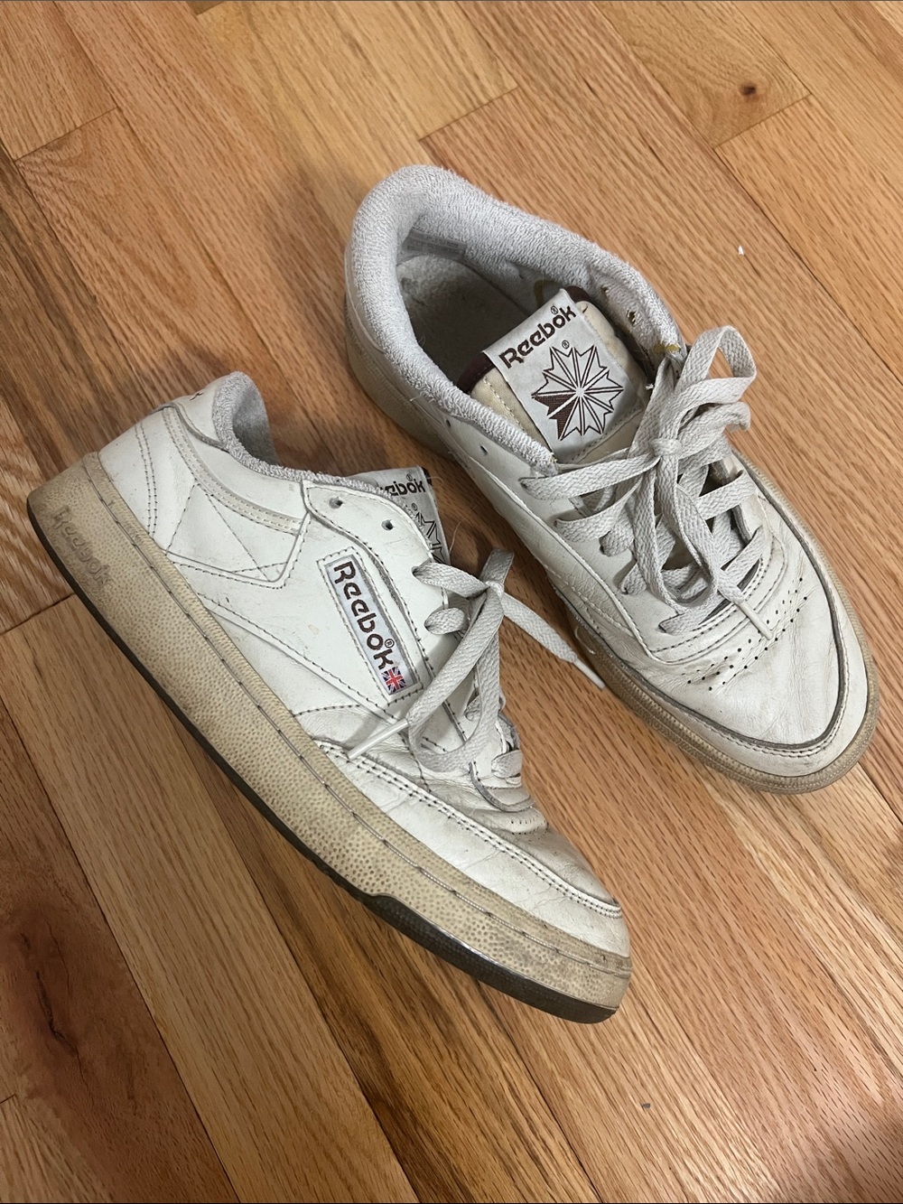 Reebok Off-White Leather Low-Top Sneakers